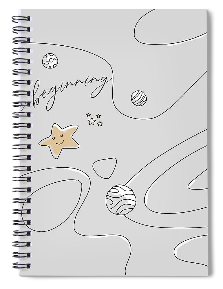 Hunger Spiral Notebook featuring the drawing Hunger-Beginning-Grey by J Lyn Simpson