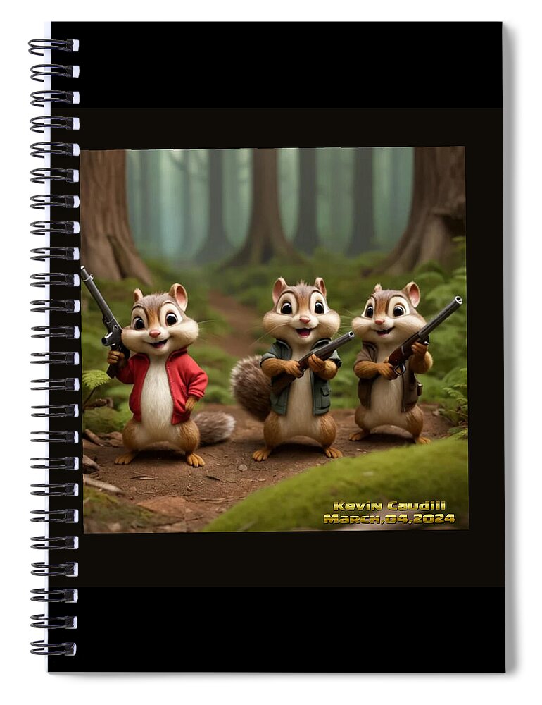  Spiral Notebook featuring the digital art Hunting for nuts by Kevin Caudill