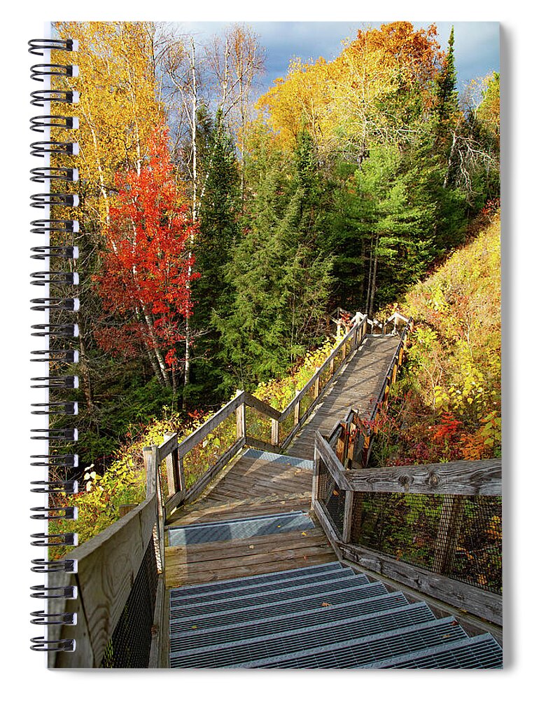 Au Sable River Spiral Notebook featuring the photograph Huron Manistee National Forest in Michigan with fall colors by Eldon McGraw