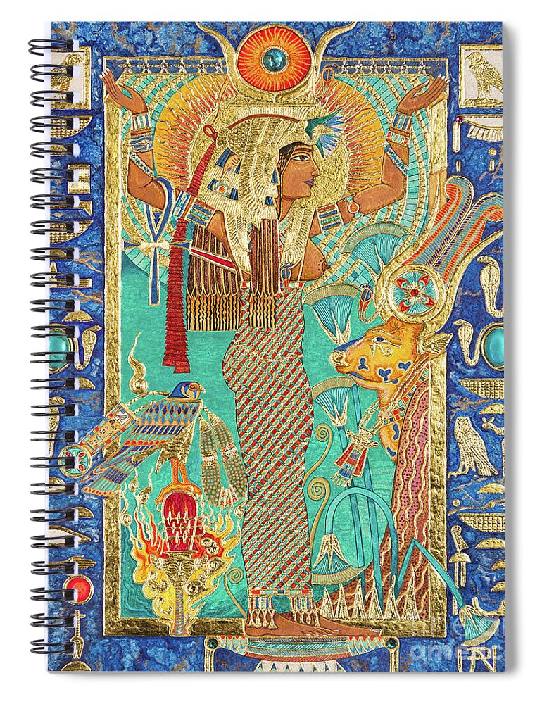 Hwt-her Spiral Notebook featuring the mixed media Hwt-Her Mistress of the Sky by Ptahmassu Nofra-Uaa