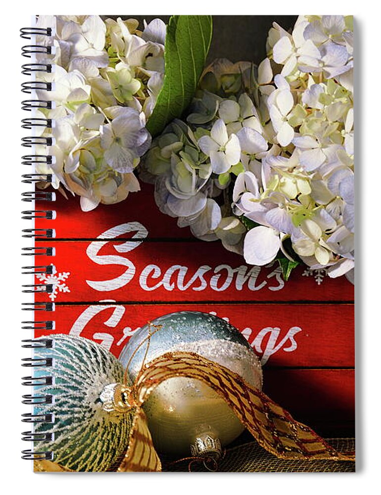 In-house Spiral Notebook featuring the photograph Hydrangea Seasonal Box by Diana Mary Sharpton