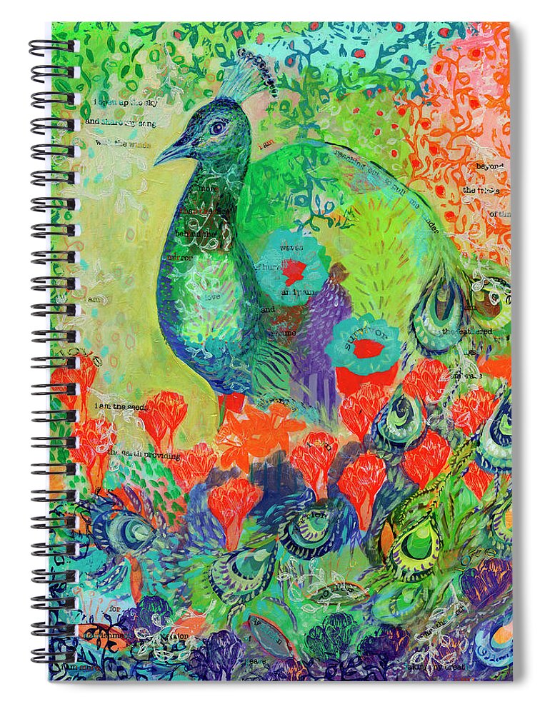 Poem Spiral Notebook featuring the painting I Am Courage by Jennifer Lommers