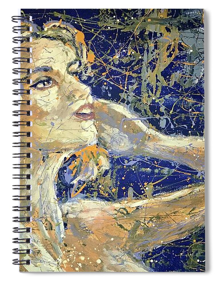 Angel Spiral Notebook featuring the painting I am light by Monica Elena