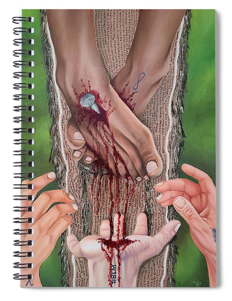 Social Awareness Spiral Notebook featuring the painting I Am My Brother's Keeper by Vic Ritchey