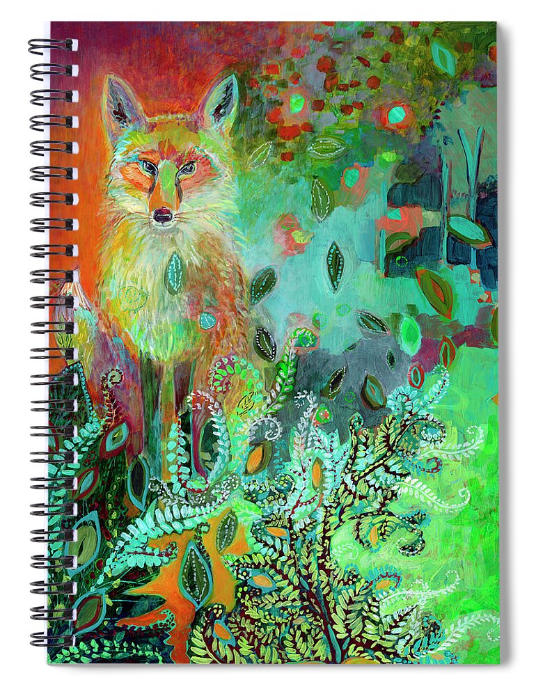 Fox Spiral Notebook featuring the painting I Am The Forest Path by Jennifer Lommers