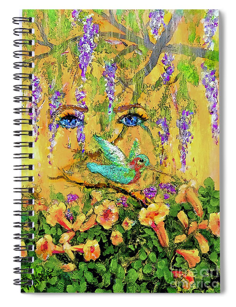 Hummingbird Spiral Notebook featuring the painting I am Watching the Hummingbird by Bonnie Marie