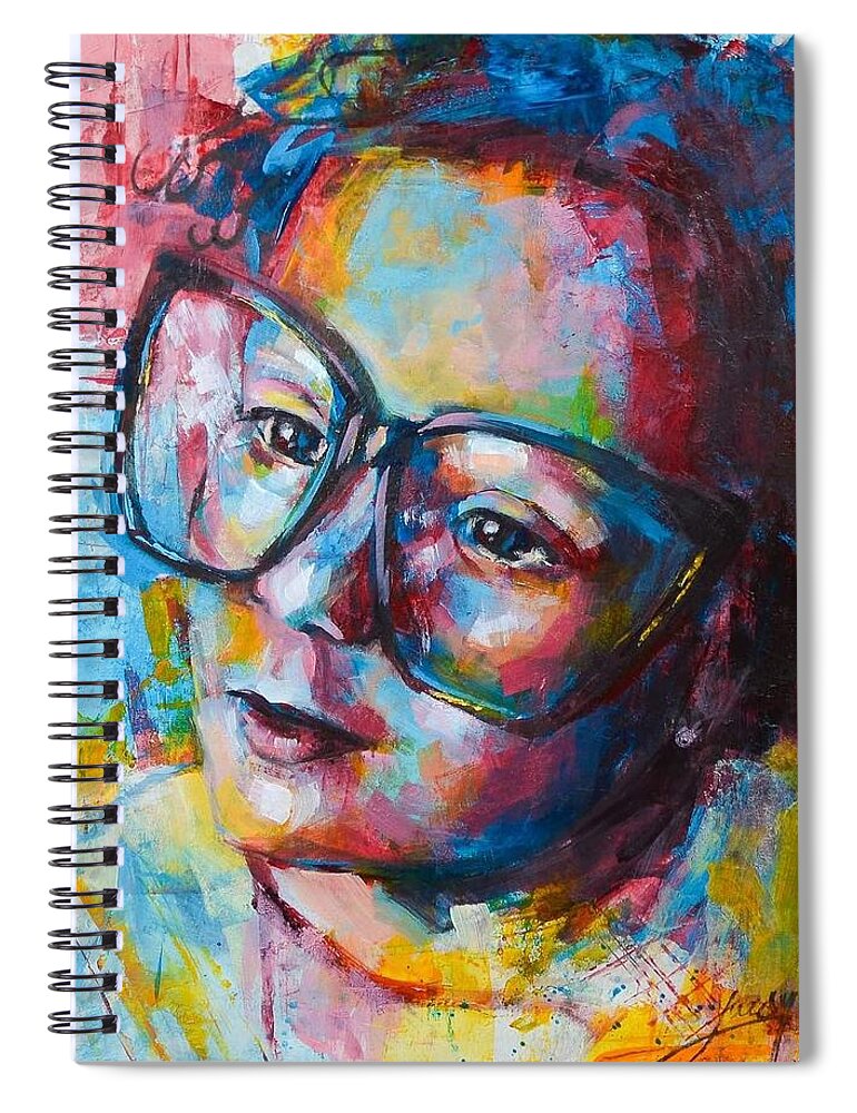  Spiral Notebook featuring the painting I Hear You by Luzdy Rivera