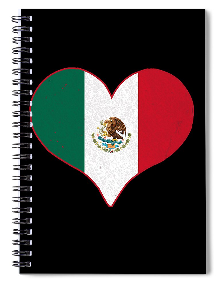 Funny Spiral Notebook featuring the digital art I Heart Mexico Flag by Flippin Sweet Gear