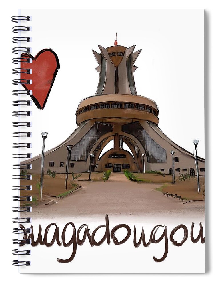 I Love Ouagadougou Spiral Notebook featuring the digital art I love Ouagadougou by Sladjana Lazarevic