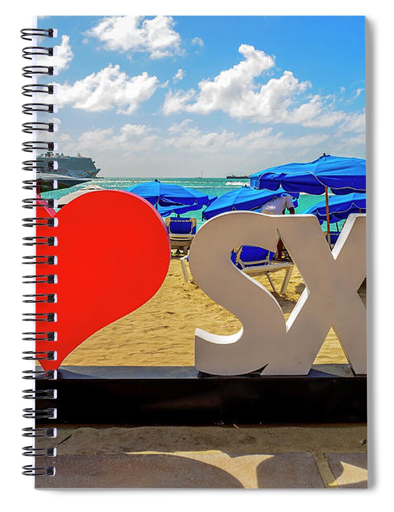 Cruise Spiral Notebook featuring the photograph I love St. Maarten by AE Jones