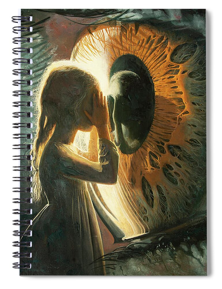 Girl Spiral Notebook featuring the painting I Love to Look into Your Eyes by Adrian Borda