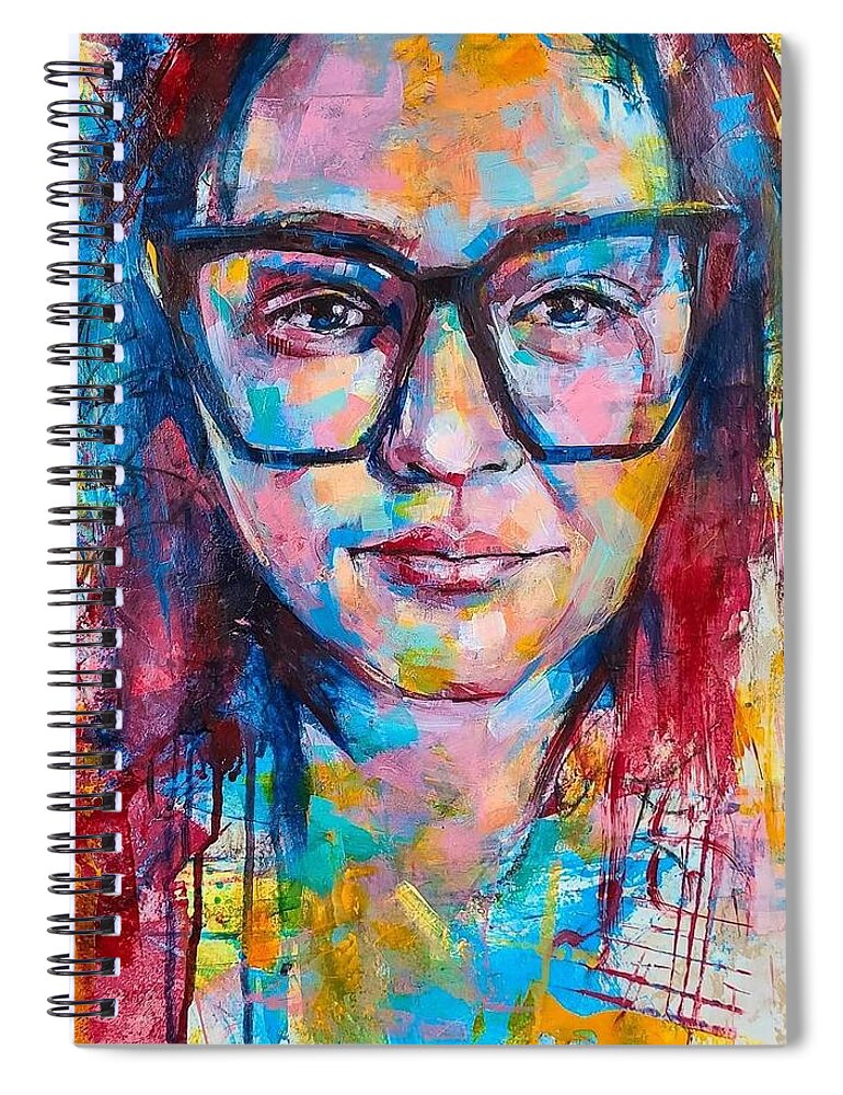  Spiral Notebook featuring the painting I See You by Luzdy Rivera