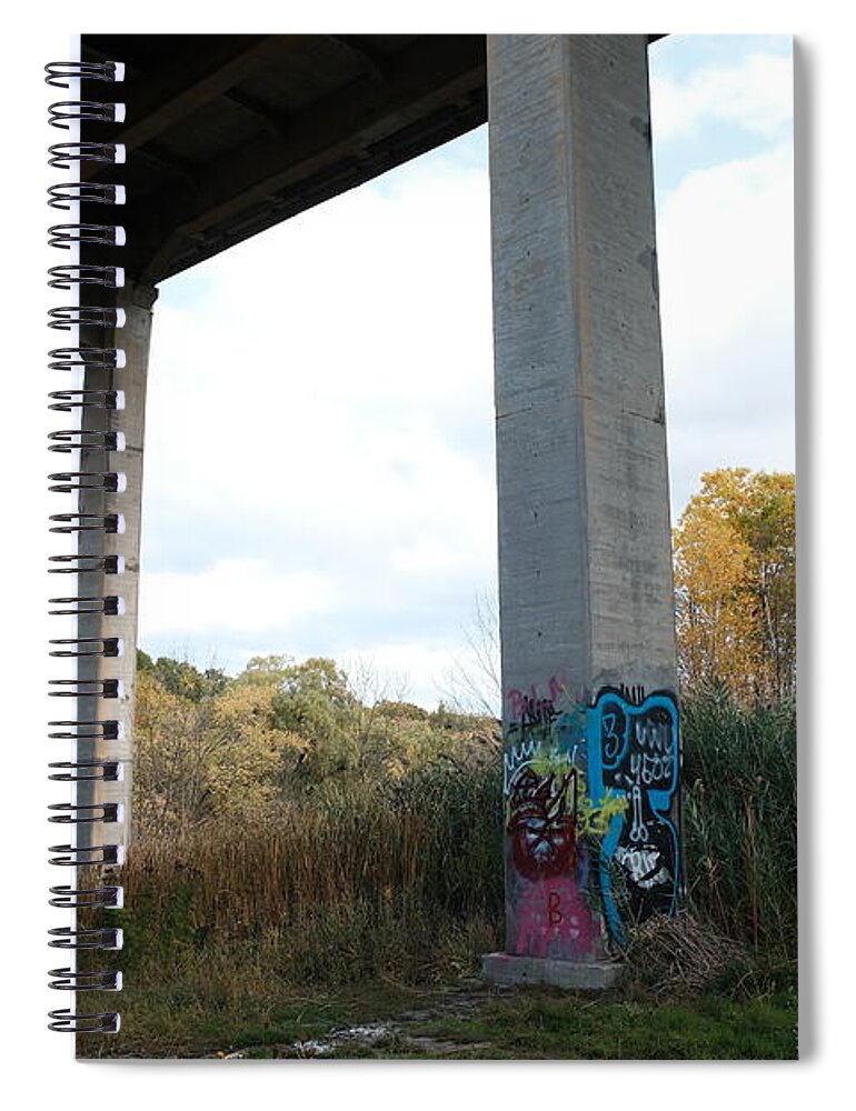 Urban Spiral Notebook featuring the photograph I spent autumn under bridges X by Kreddible Trout