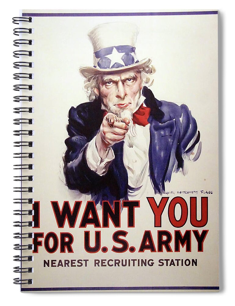 American Spiral Notebook featuring the photograph I Want You for the US Army - World War I Recruiting poster by Steve Estvanik
