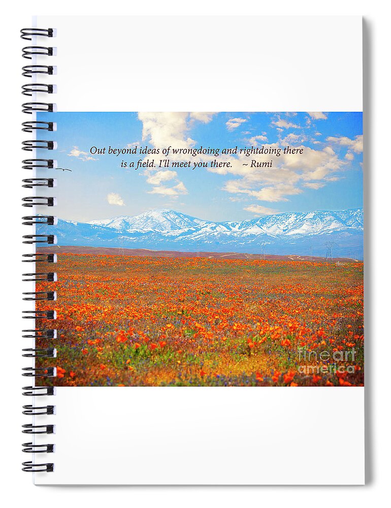 Rumi Spiral Notebook featuring the photograph I will meet you there by Stella Levi