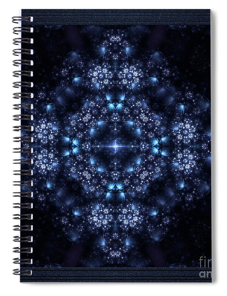 Diamond Blossoms Spiral Notebook featuring the digital art Diamond Blossoms Crystal Rose Fractal Art by Rolando Burbon