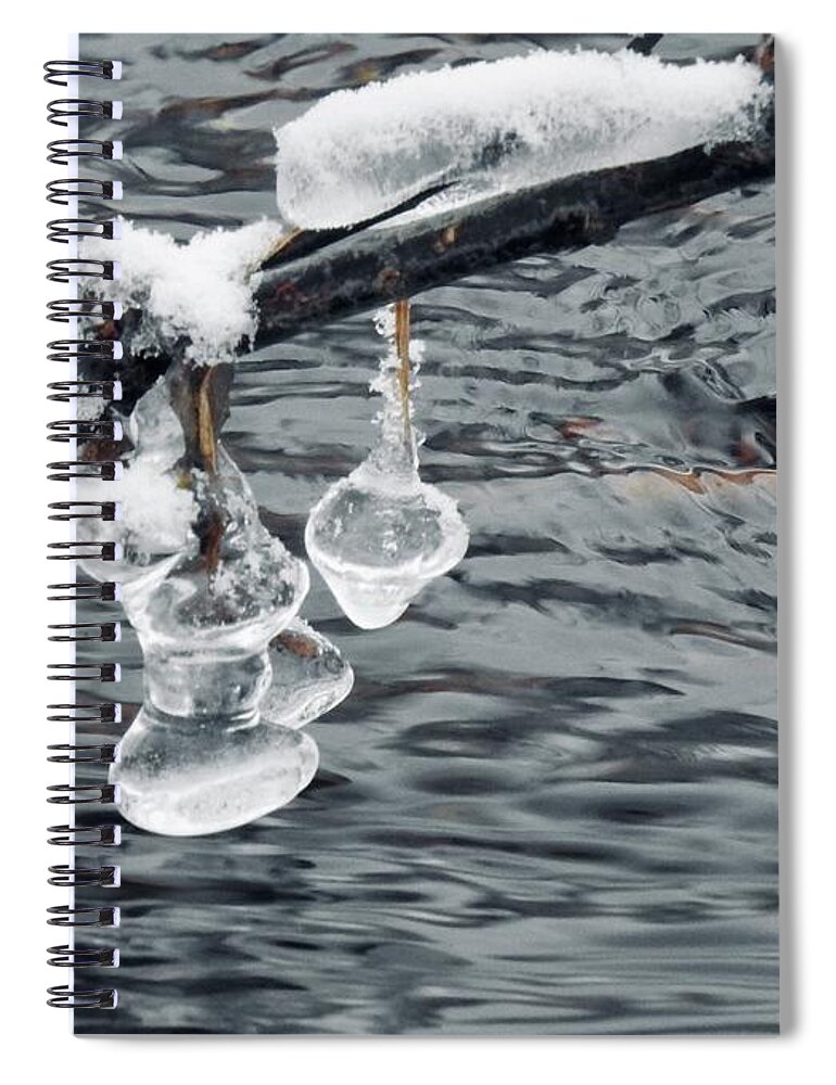 Ice Spiral Notebook featuring the photograph Ice Bells by Nicola Finch
