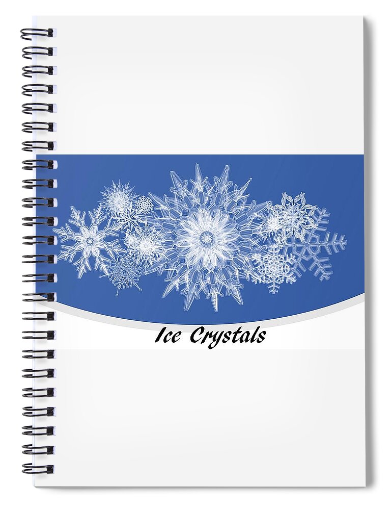 Ice Spiral Notebook featuring the mixed media Ice Crystals Blue by Nancy Ayanna Wyatt