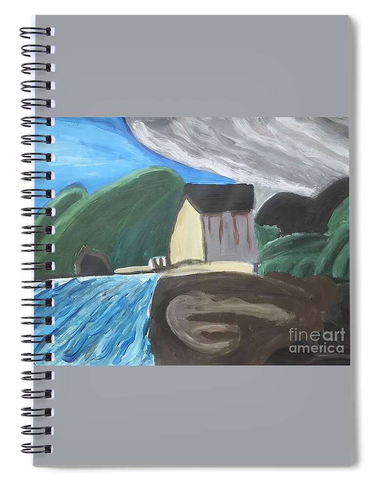 Ice House In Summer By Lake Spiral Notebook featuring the painting Ice House in Summer by Nina Jatania