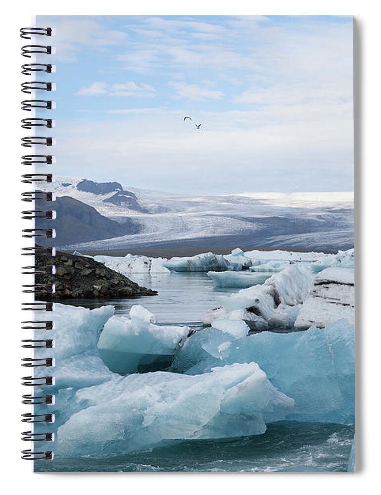 Iceland Spiral Notebook featuring the photograph Icebergs at Jokulsarlon glacier lagoon by RicardMN Photography