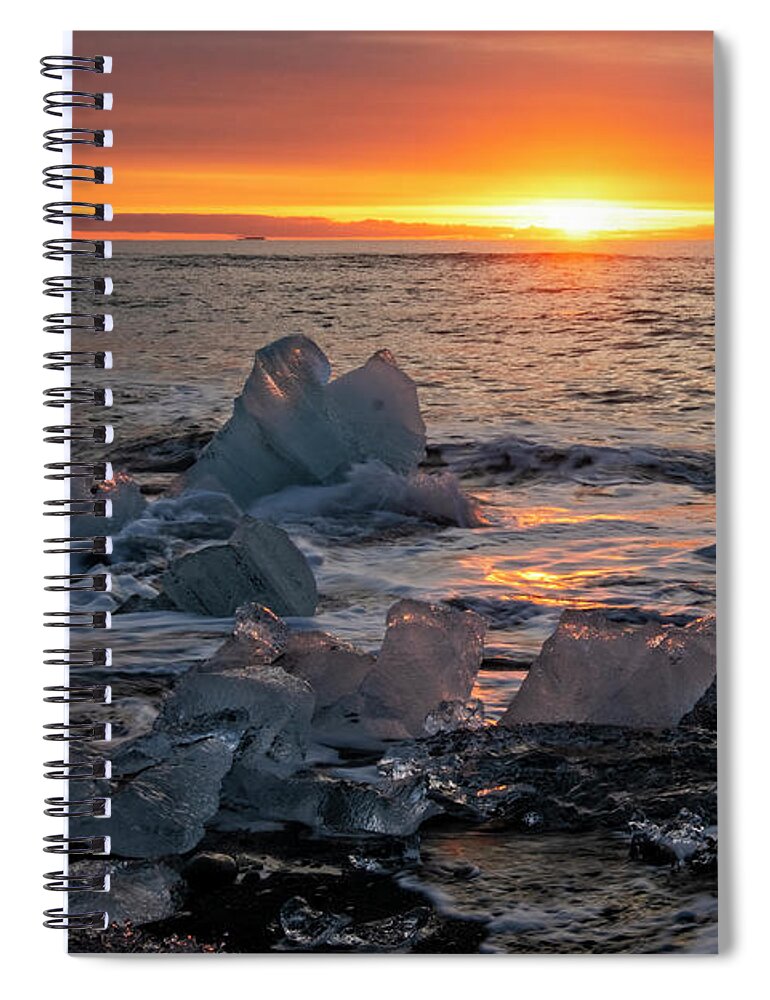 Iceland Spiral Notebook featuring the photograph Icebergs on Diamond Beach by Catherine Reading