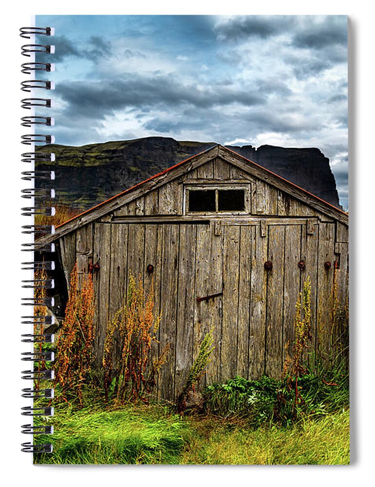Iceland Farm Shed Spiral Notebook featuring the photograph Old Iceland Farm Shed by M G Whittingham
