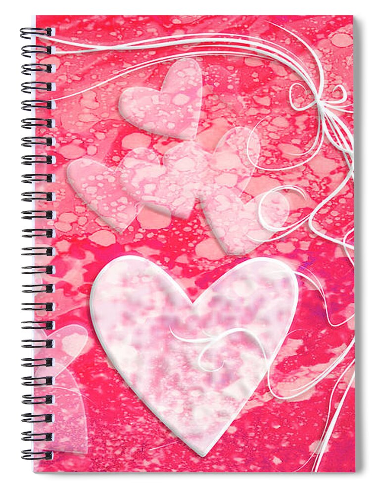 Hearts Spiral Notebook featuring the mixed media Icing on the Cake by Moira Law
