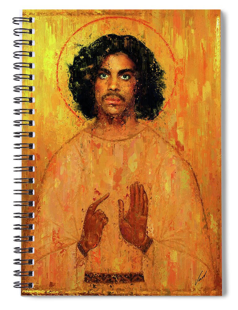 Prince Spiral Notebook featuring the painting Icon - The Prince of music by Vart