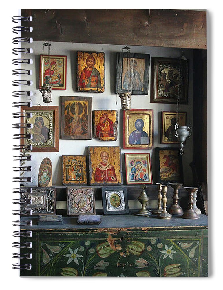 Greece Spiral Notebook featuring the photograph Icons and more by M Kathleen Warren