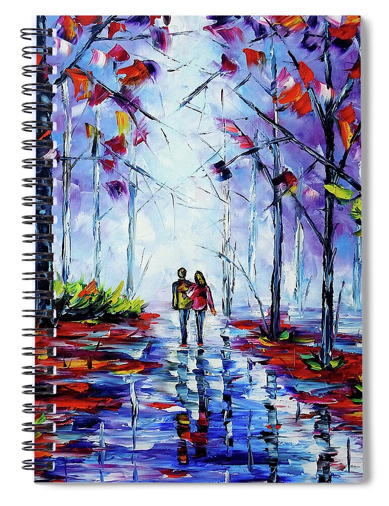 Autumn Walk Spiral Notebook featuring the painting Icy Autumn by Mirek Kuzniar
