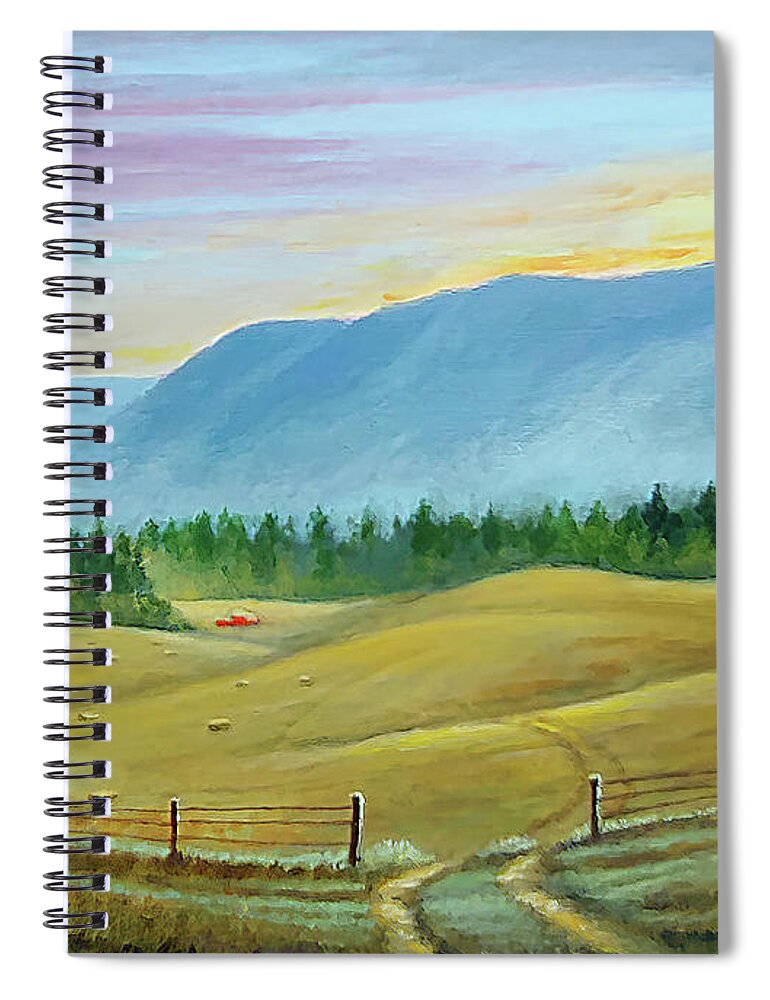 Idaho Spiral Notebook featuring the painting Idaho Hay Field by Randy Welborn