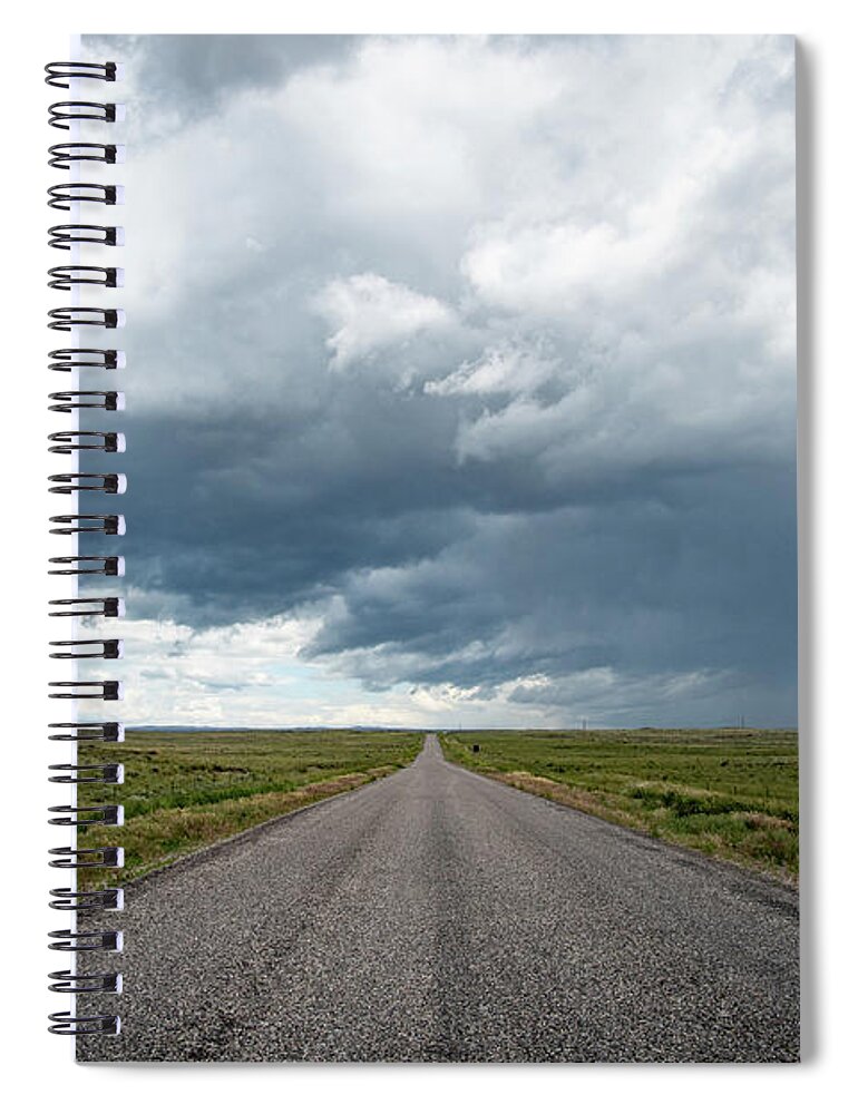 Storm Spiral Notebook featuring the photograph Idaho Stormy Road by Wesley Aston