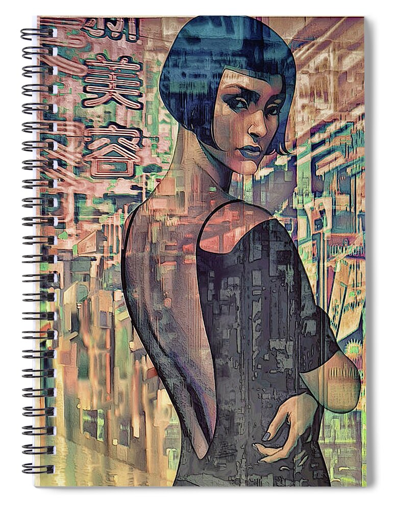 Pop Art Spiral Notebook featuring the mixed media Idoru by Udo Linke