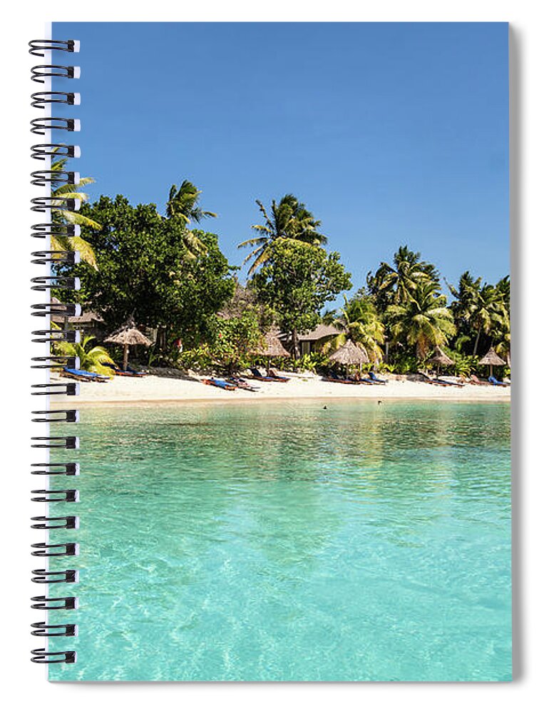 Fiji Spiral Notebook featuring the photograph Idyllic turquoise water by an exotic beach in the Yasawa island by Didier Marti