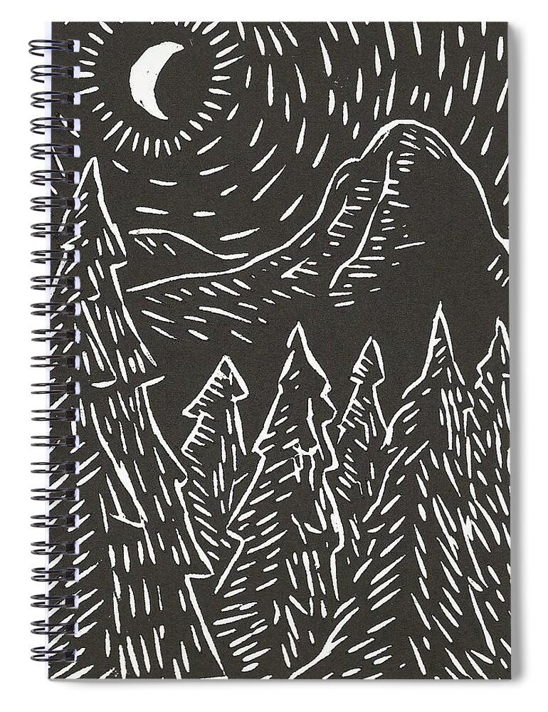 Moonlight Spiral Notebook featuring the relief Idyllwild Moonlight by Gerry High