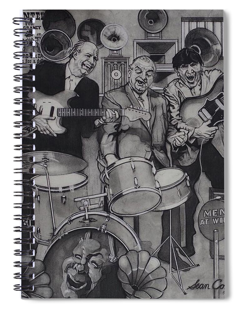 Charcoal Pencil Spiral Notebook featuring the drawing Iggy And The Stooges by Sean Connolly