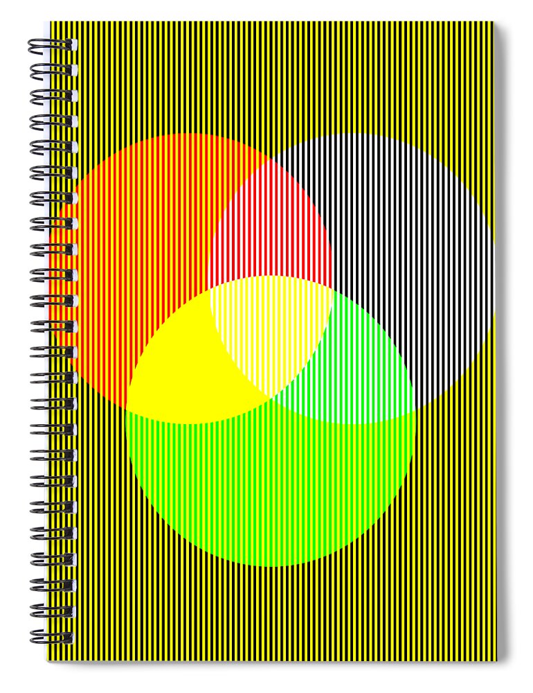 Color Spiral Notebook featuring the mixed media Illusory Color Mixing - No Blue by Gianni Sarcone