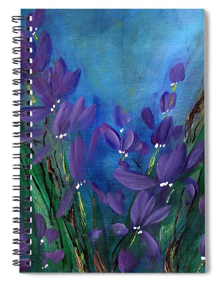 Garden Spiral Notebook featuring the painting Imaginary Garden - Dancing Orchids by Charlene Fuhrman-Schulz