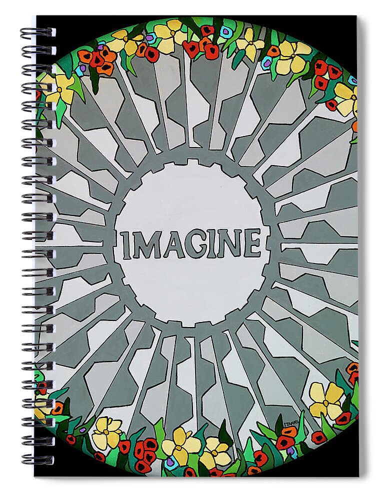 Imagine John Lennon Peace Strawberry Fields Spiral Notebook featuring the painting Imagine by Mike Stanko