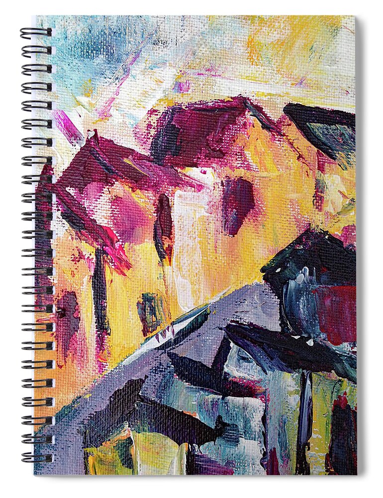 Solvang Spiral Notebook featuring the painting Impression of Solvang by Roxy Rich