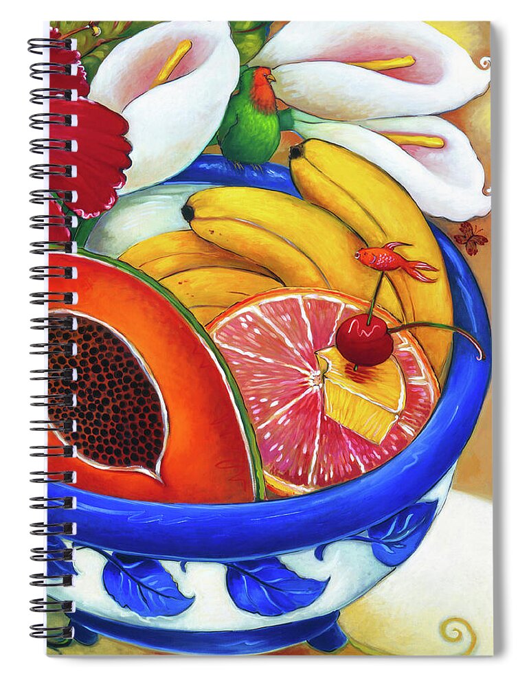 Fruit Spiral Notebook featuring the painting In a Sunny Bowl by Linda Carter Holman