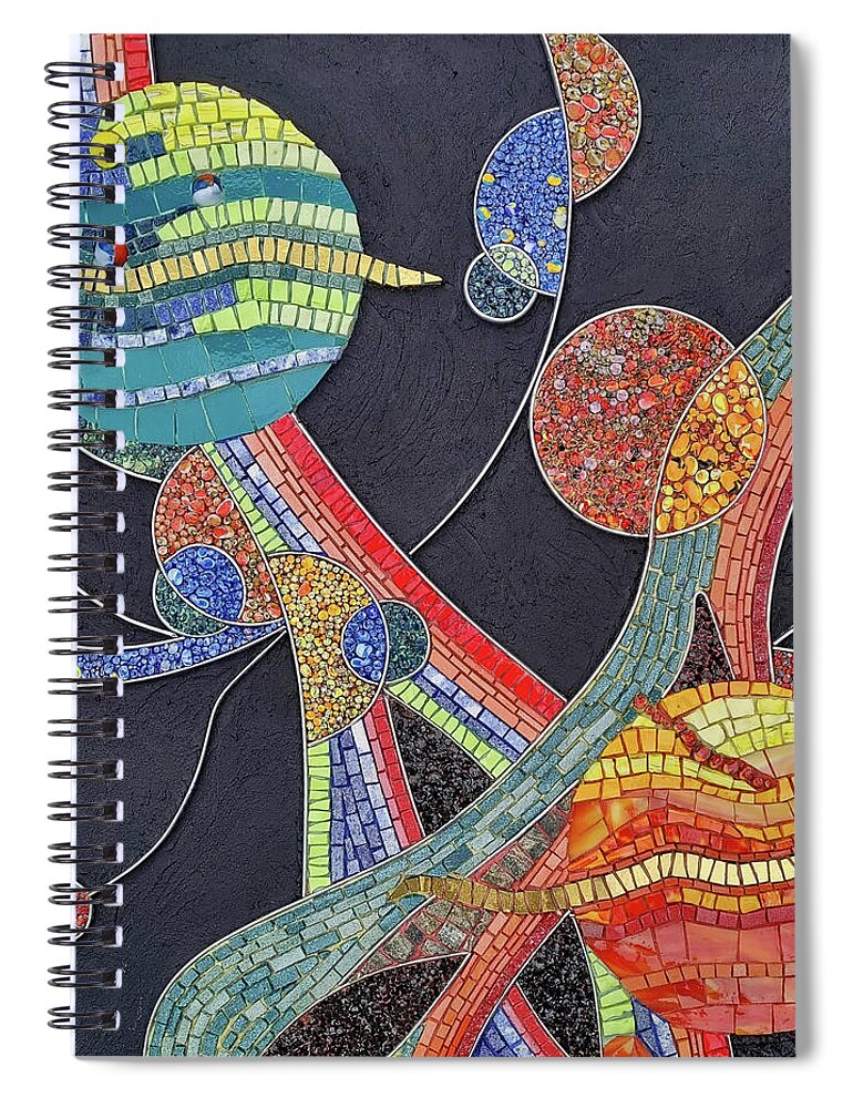 Mosaic Spiral Notebook featuring the glass art In Another Galaxy by Adriana Zoon
