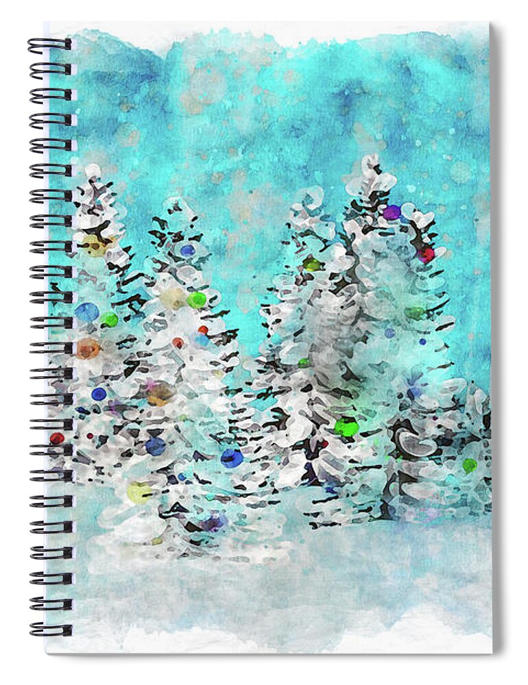 Trees In Snow Spiral Notebook featuring the digital art In Celebration of Snow by Peggy Collins