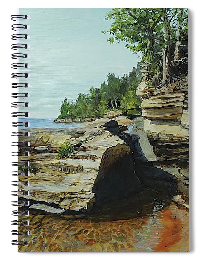 Copper Harbor Spiral Notebook featuring the painting In Search Of Memories by William Brody