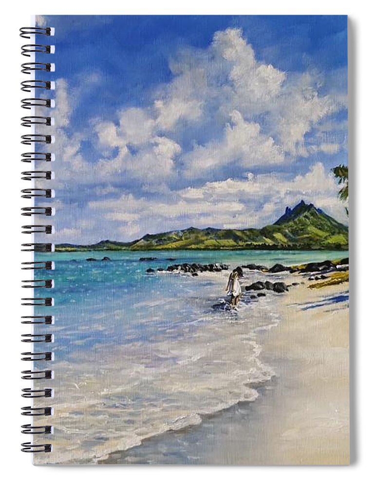 Self Imposed Exile To A Far Distant Island  Spiral Notebook featuring the painting In splendid isolation by Raouf Oderuth