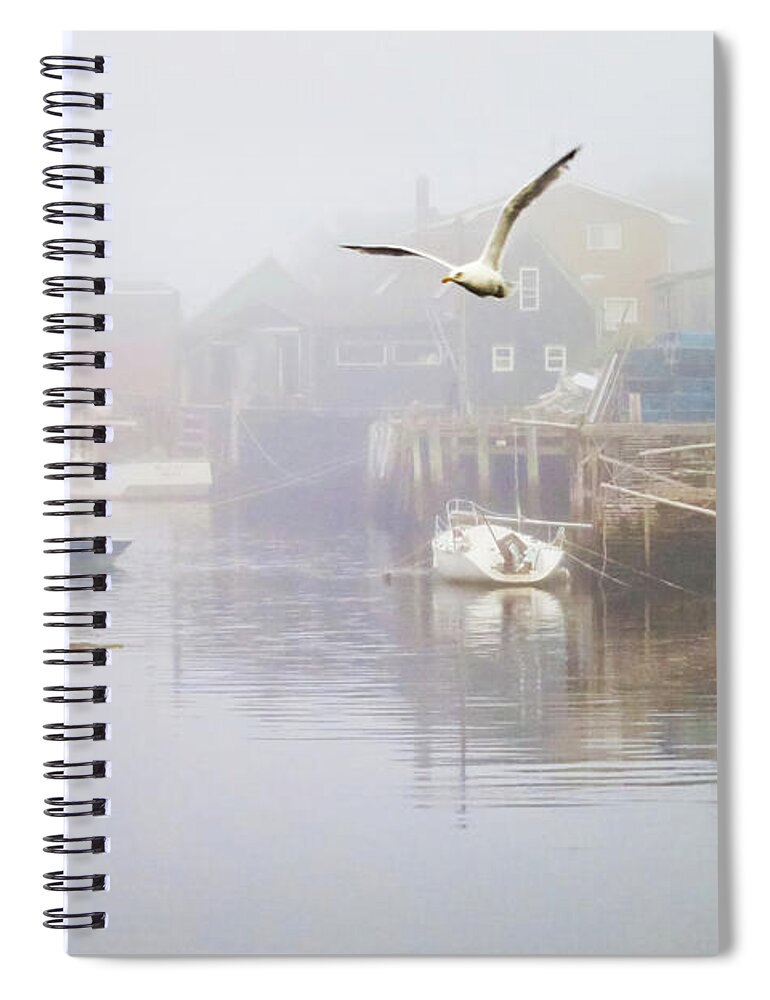 Seagull Spiral Notebook featuring the photograph In the Fog by Tatiana Travelways