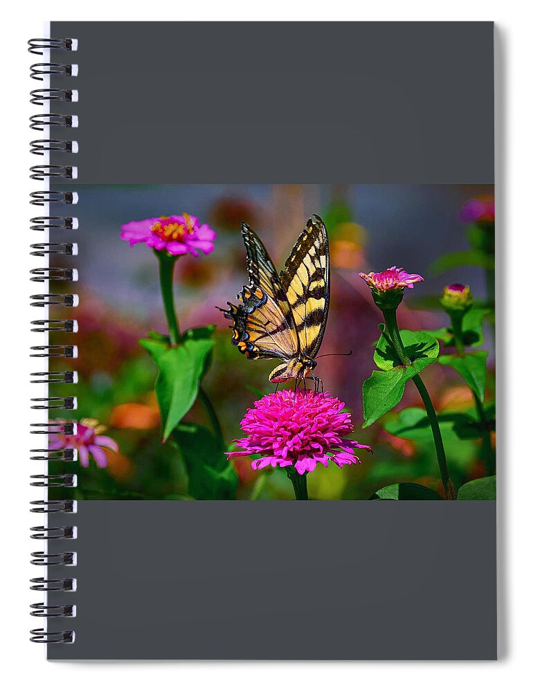 Butterfly Spiral Notebook featuring the photograph In the Garden by Carolyn Mickulas