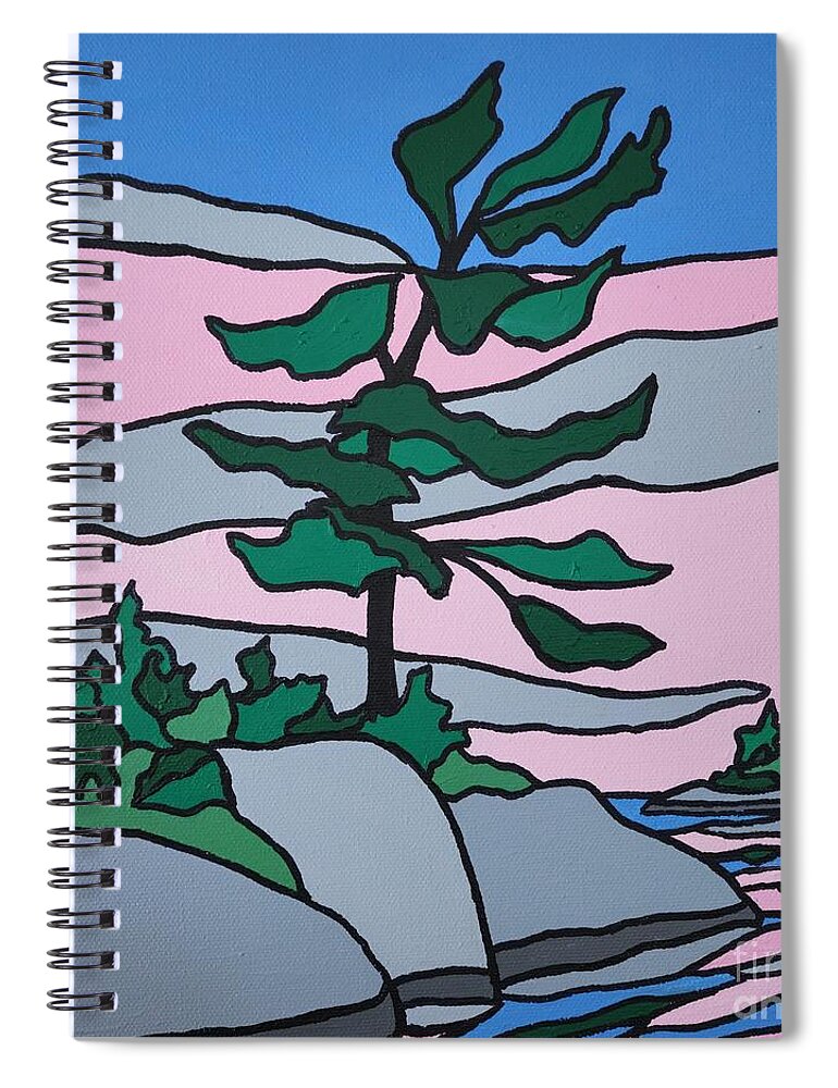 Trees Spiral Notebook featuring the painting In the Pink by Petra Burgmann