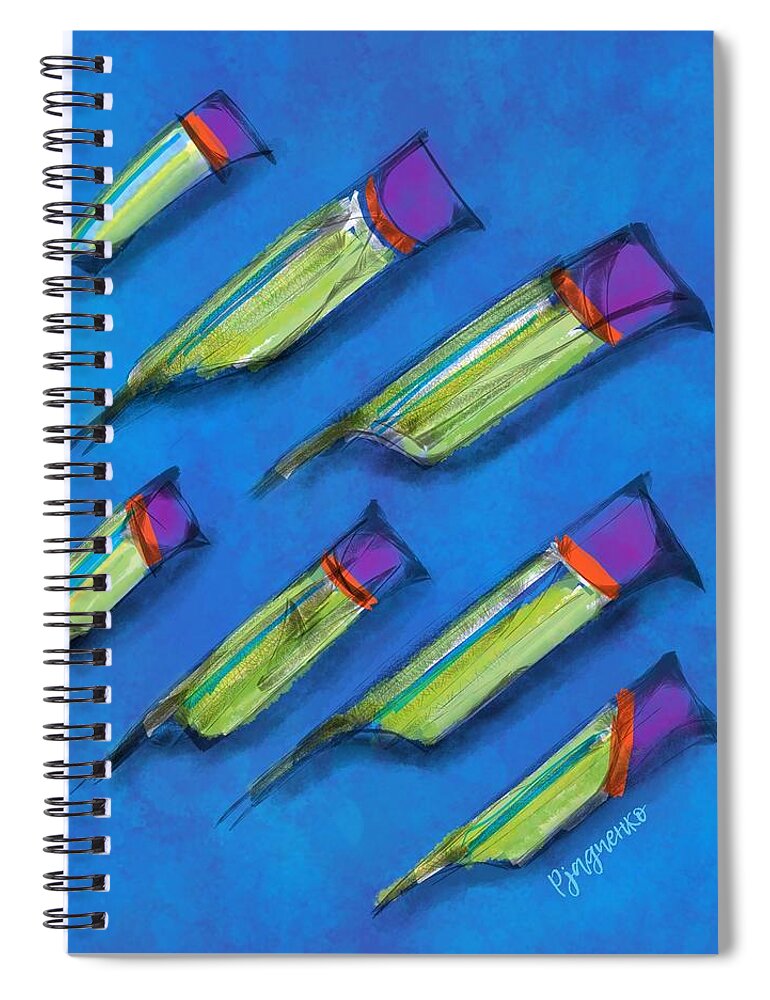 Blue Spiral Notebook featuring the digital art In transit by Ljev Rjadcenko