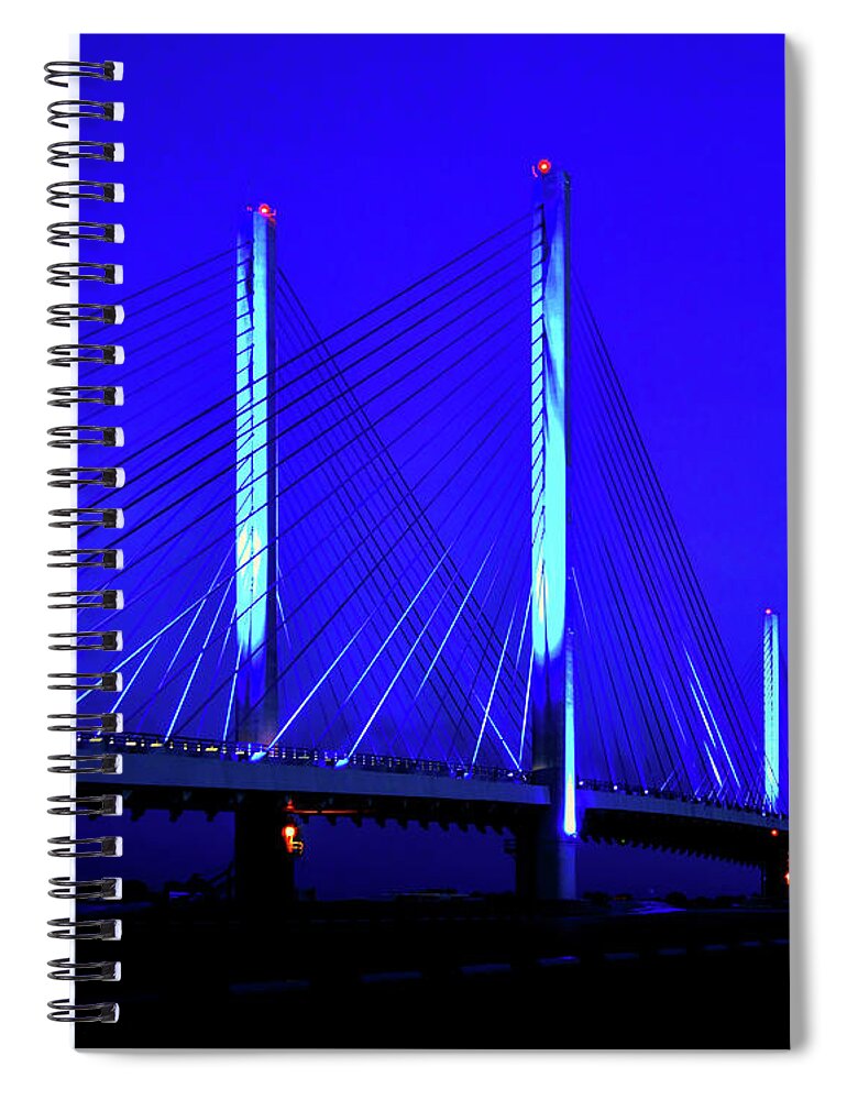 Indian River Bridge Spiral Notebook featuring the photograph Indian River Bridge at Night by Bill Swartwout